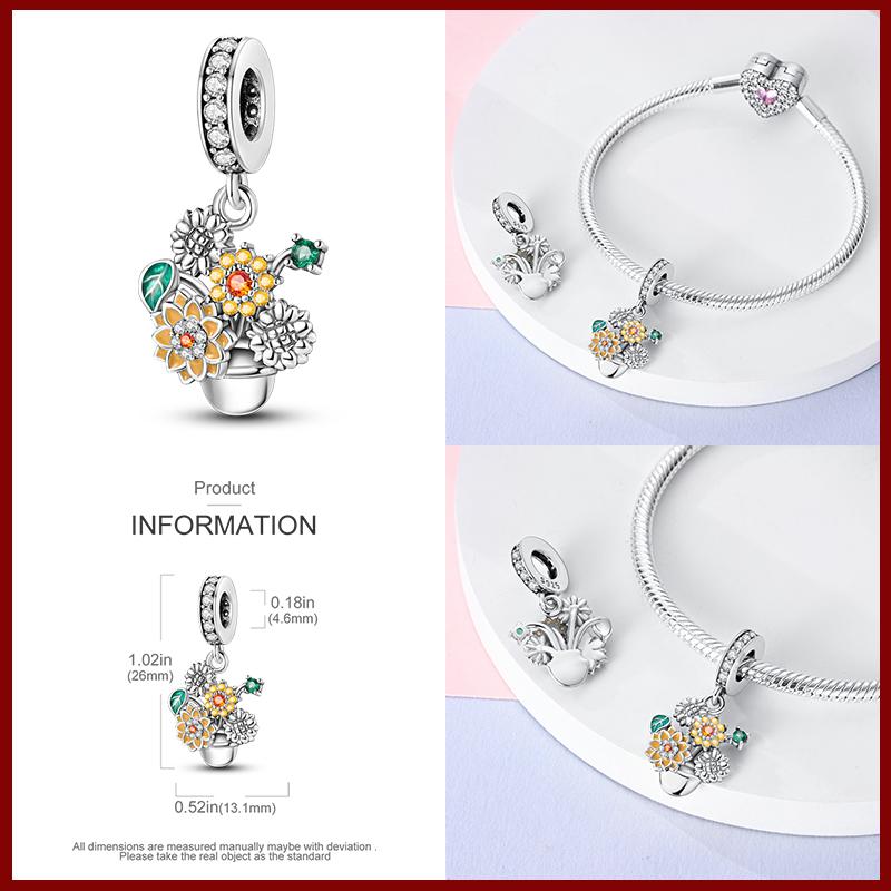 100% Kupfer Exquisite Blume Sonnenblume Spinne Anhänger Perlen Passend für Qikaola Original Armbänder Diy Geburtstags Schmuck Geschenk