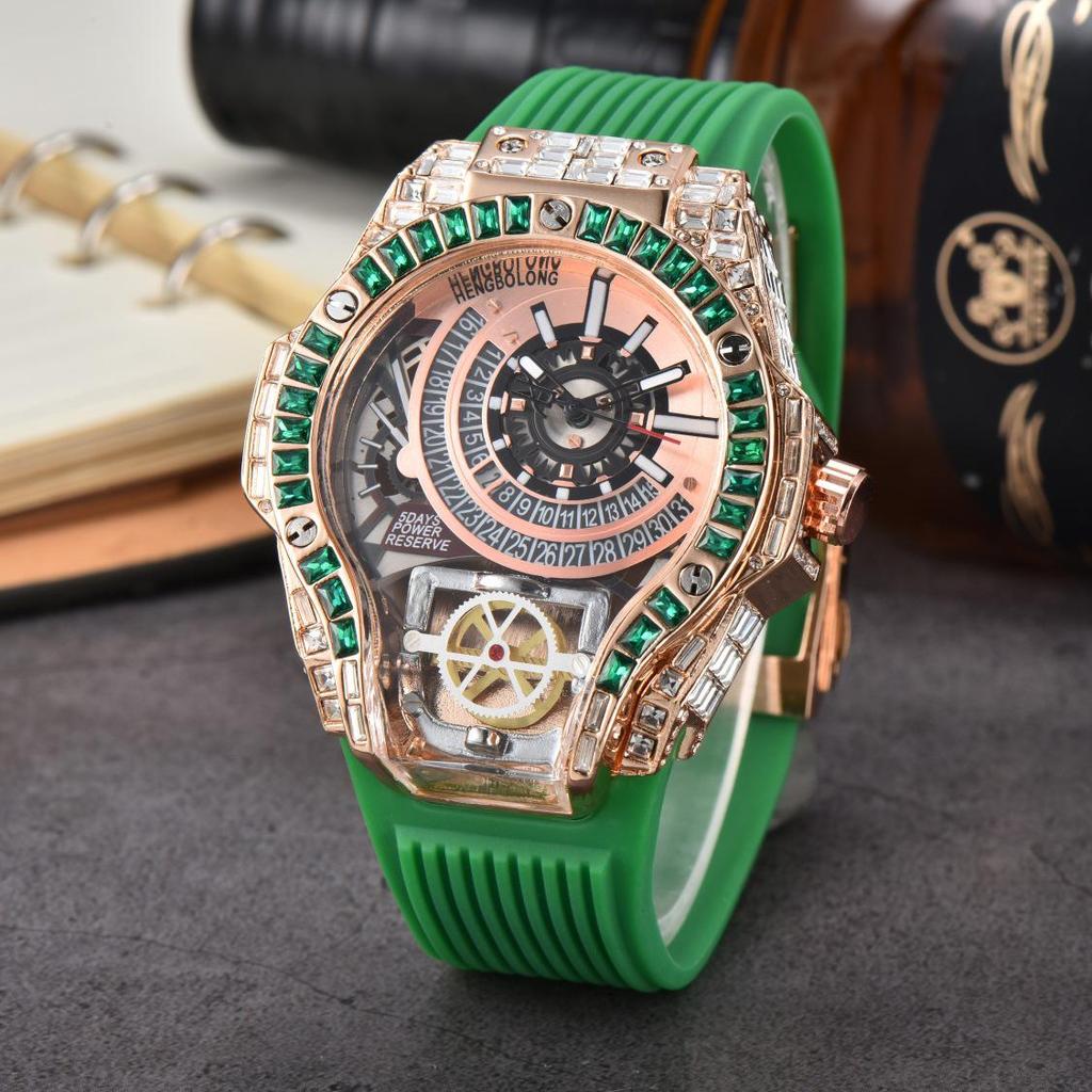 Men's Quartz Watch with Three-Needle Design, Sports Style, Irregular Full Diamond Shape, Similar to Jason Statham's Watch in Warcraft.