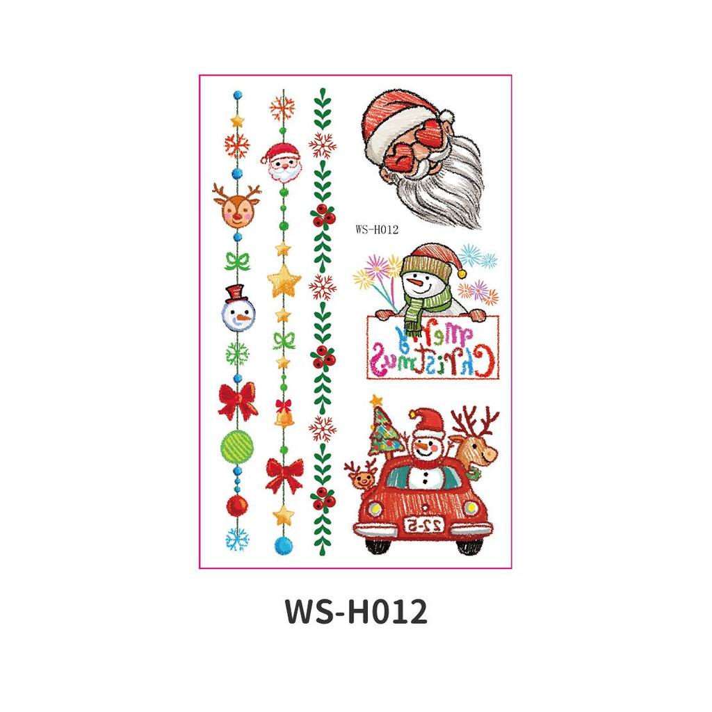 Children's Waterproof Christmas Cartoon Tattoo and Window Stickers for Parties