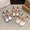 French gentle fairy evening shallow mouth single shoes female spring and autumn 2025 new one-word with thick heel Mary Jane grandma shoes