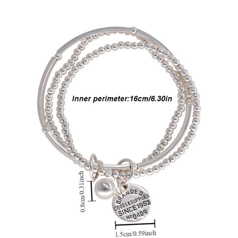INS Three Layers Round Bead Bracelets Light Luxury Cuff Hand Bangles  Jewelry Gifts