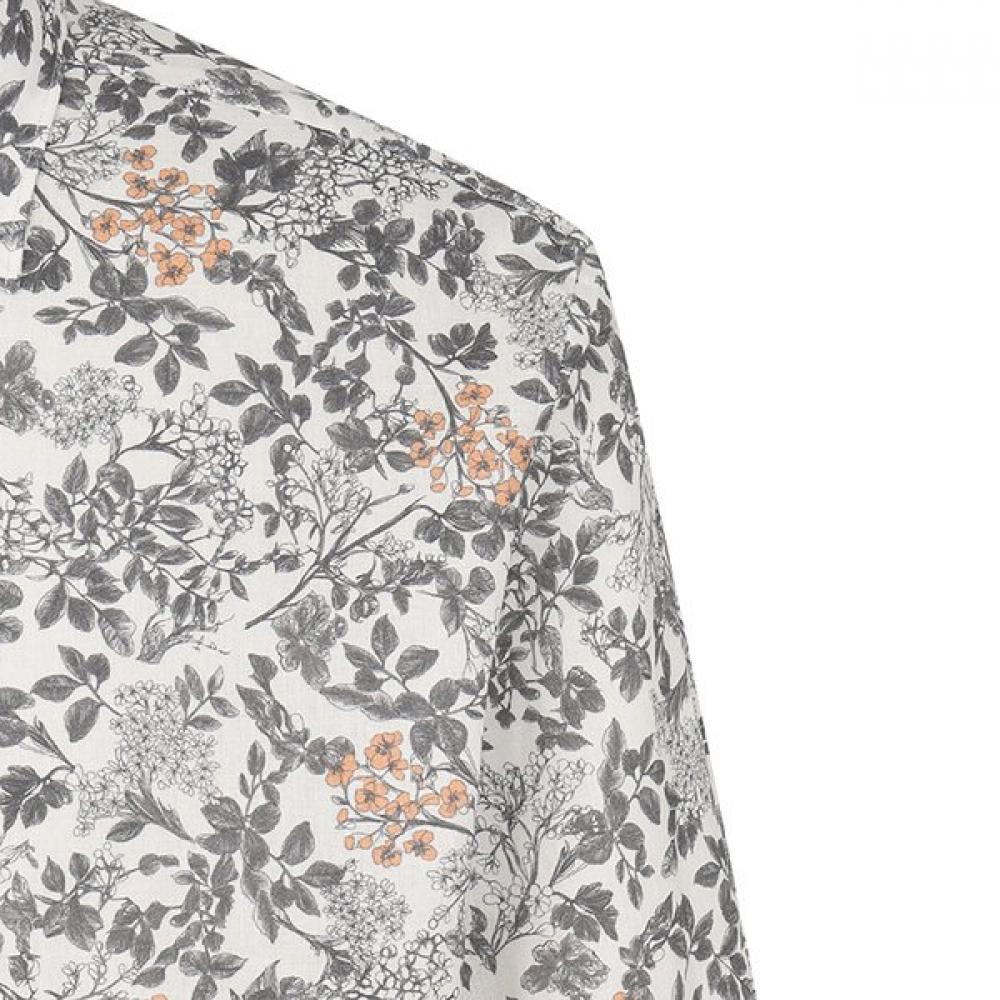 Renoma Regular Fit Vintage Botanical Print Long Sleeve Shirt Rpssg1076 Gy