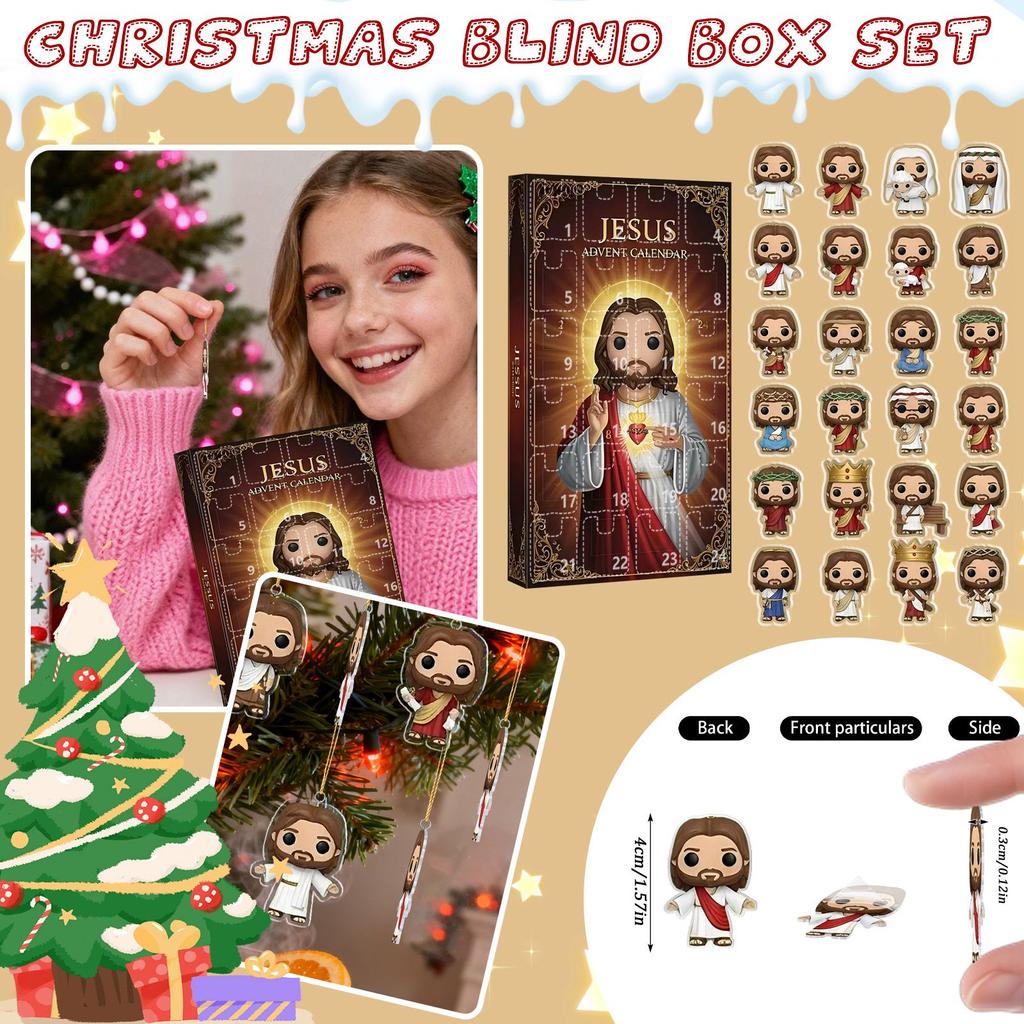 24 Days Jesus Christmas Advent Calendar Countdown Calendar Surprise Collectibles Christmas Advent Calendar Party Decoration 2D
