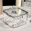 Transparent Storage Box Desktop Organizer with Press Type Lid Dressing Table Storage Case for Keys Trinkets Hairpins Scrunchies