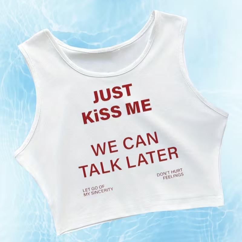 2025 Spicy Girl Women s Slogan Print Slim Crop Tank Top Medium белый