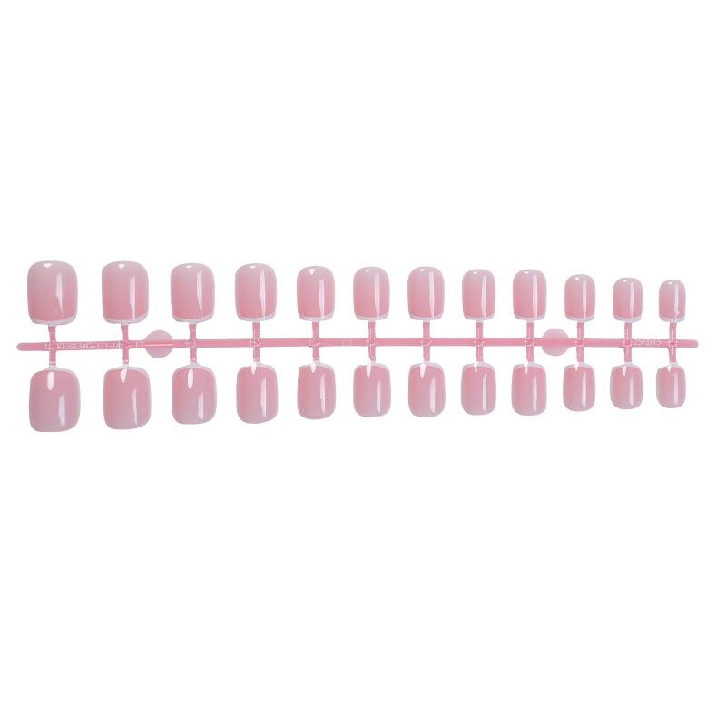 Nude French Manicure Square False Nails - 24 Wearable Nail Tips