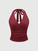 2026 European Summer Solid Color Spaghetti Strap Halter Vest: Versatile, Slimming, Sexy Sleeveless Top for Women