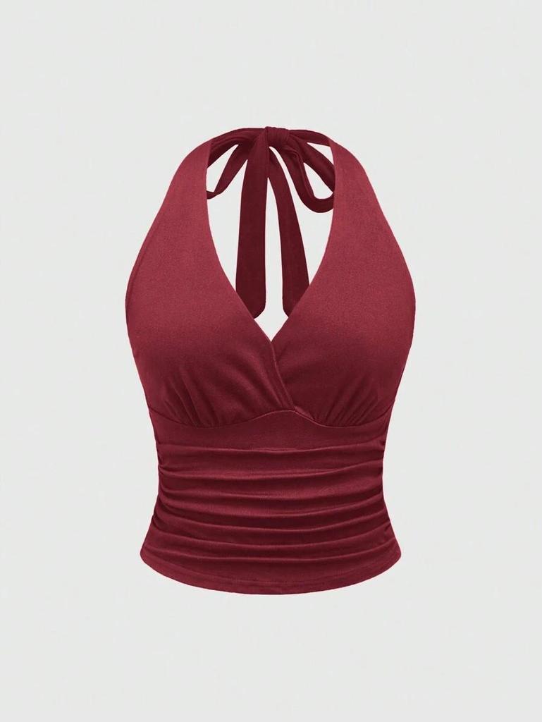 2026 European Summer Solid Color Spaghetti Strap Halter Vest: Versatile, Slimming, Sexy Sleeveless Top for Women