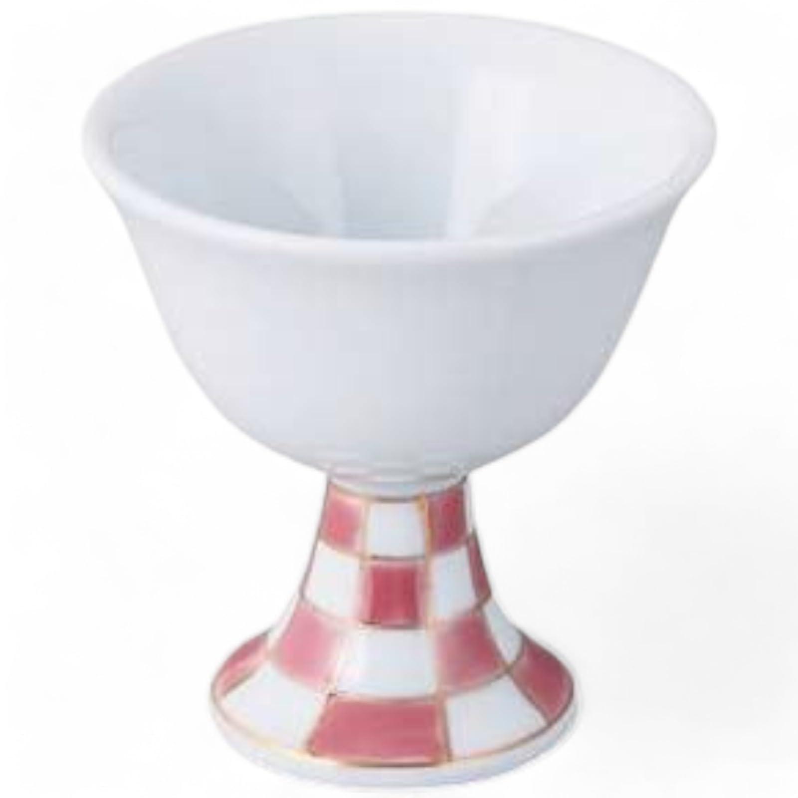 Arita ware sake Taihaku pink checkered raised for made in Takumi-style cup, pattern, base, aperitifs, Japan.