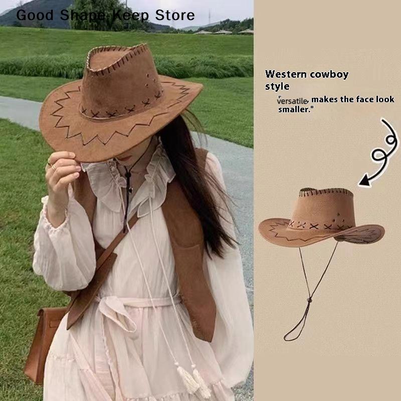 Fashion West Fancy Dress Party Headwear Unisex Cap Women Men Cowboy Hat Western Suede Cowgirl Hats Accessories