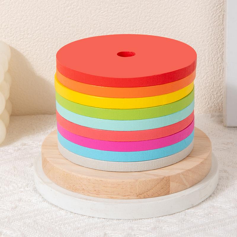 

Rainbow Stacking Toy - Colorful Discs For Stacking Suitable For Toddlers To Develop Fine Motor Skills And Color Recognition