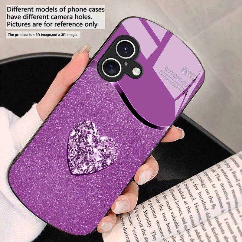 Verlauf Diamant Liebe Für iPhone 17 16 15 14 13 Plus 12 mini 11 Pro Max XR Xs Max X 7 8 6S 22 20 Elliptische Glas Handyhülle
