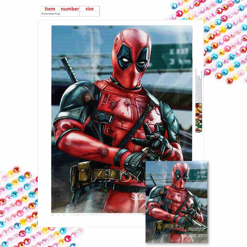 5D DIY Diamond Art Painting Kits for Adults, Deadpool Full Round Crystal Diamond Kits for Beginner for Home Wall Decorate