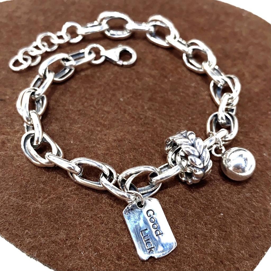 925 Sterling Silver Thai Silver Bracelet for Women Vintage Geometric Heart Love Lucky Punk Jewelry 2026 New