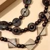 Retro Casual Coconut Shell Multi-Layer Beaded Necklace Women's Geometric Design Guangdong Gift Sample Made Bosmi Wind