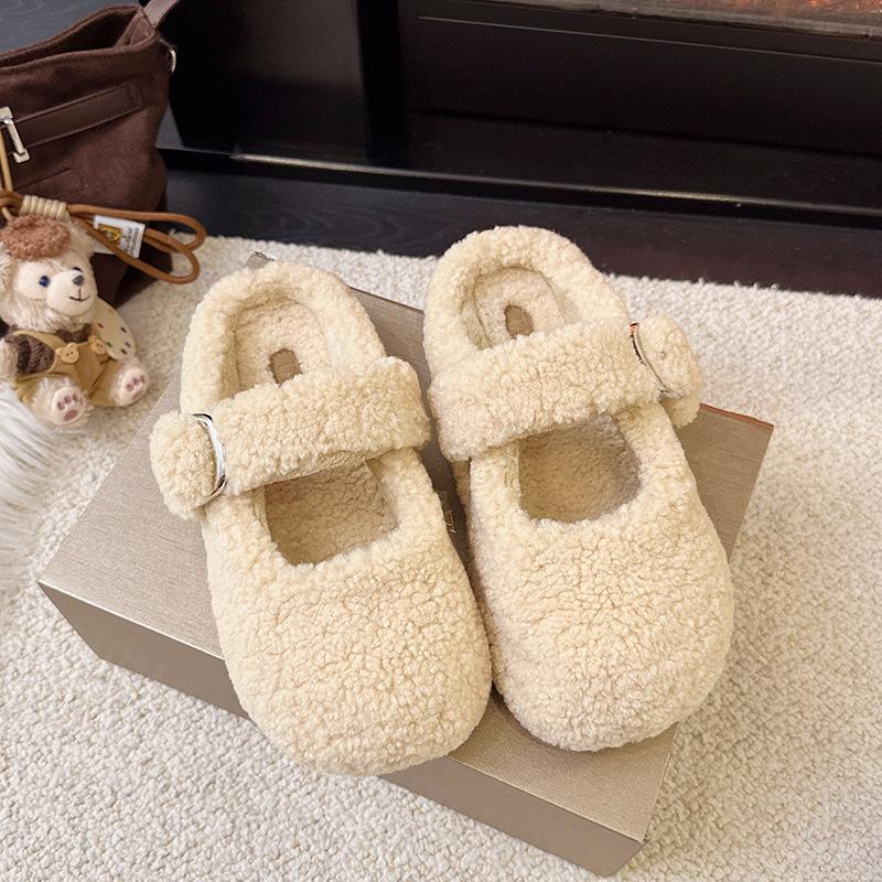 

4CM Platform Suede Plush Shoes Autumn Winter Comfortable Outdoor Slip on Moccasins Women s Casual Footwear De Mujer 40