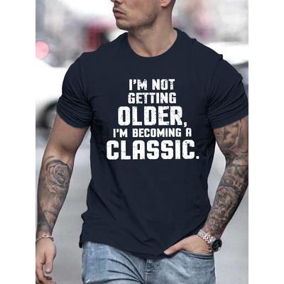 European Sizes Men's Fashion T-Shirt, Print, Casual Round Neck, Polyester, Summer, Regular Fit, Stretch Knit Fabric, Adult Sizes