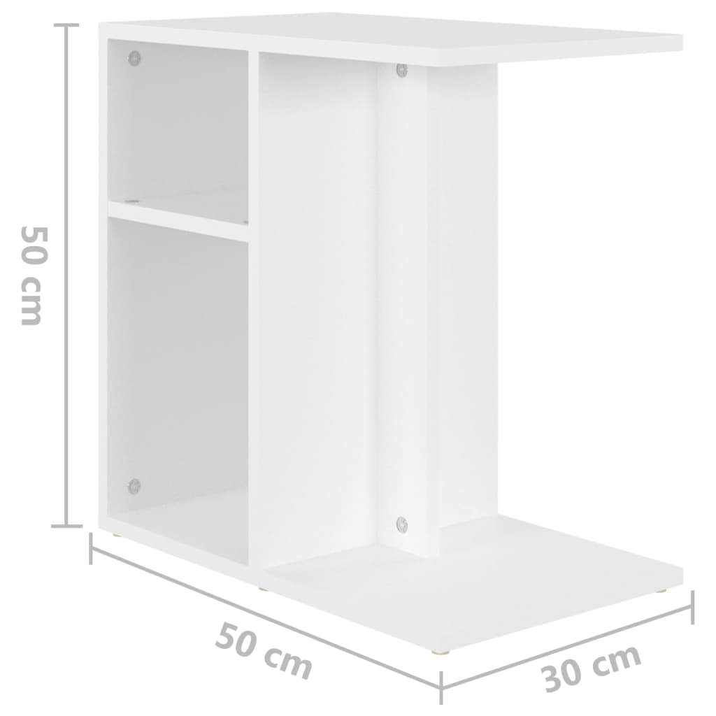 Side Table White 50 x 30 x 50 cm Engineered Wood