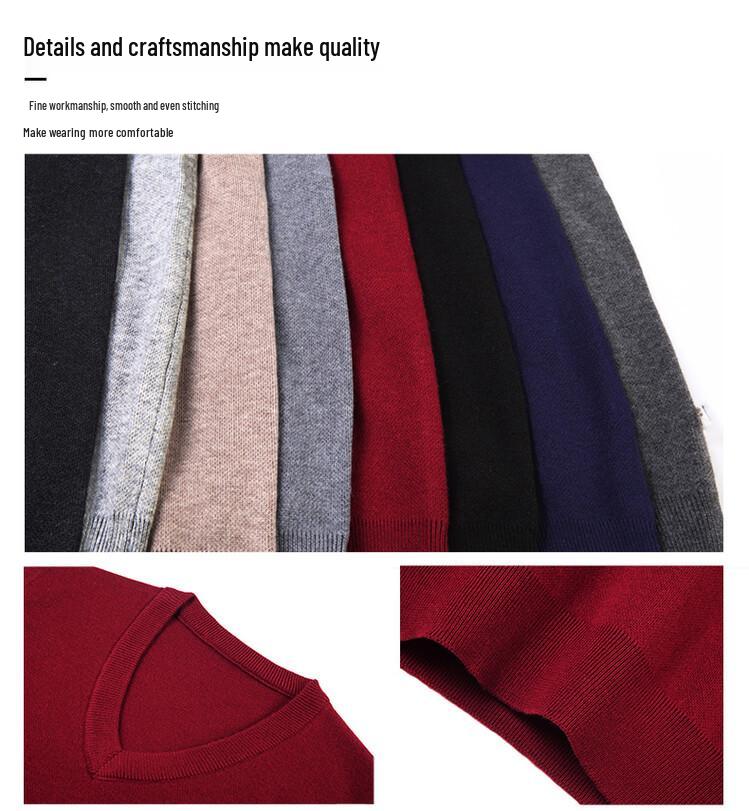 Men's Wool Blend V-Neck Sleeveless Cardigan Vest for Middle-Aged and Elderly