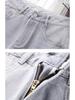 Gray High-Waisted Slimming Petite Wide-Leg Jeans for Women, Nine-Point Length, Perfect for Autumn and Spring 2025