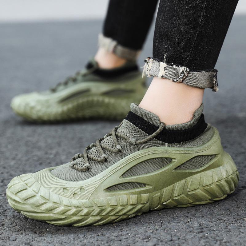 

Men s Flyknit Slip-On Loafers: 2025 Spring/Summer Versatile Sports Casual Shoes Size 45 зелений