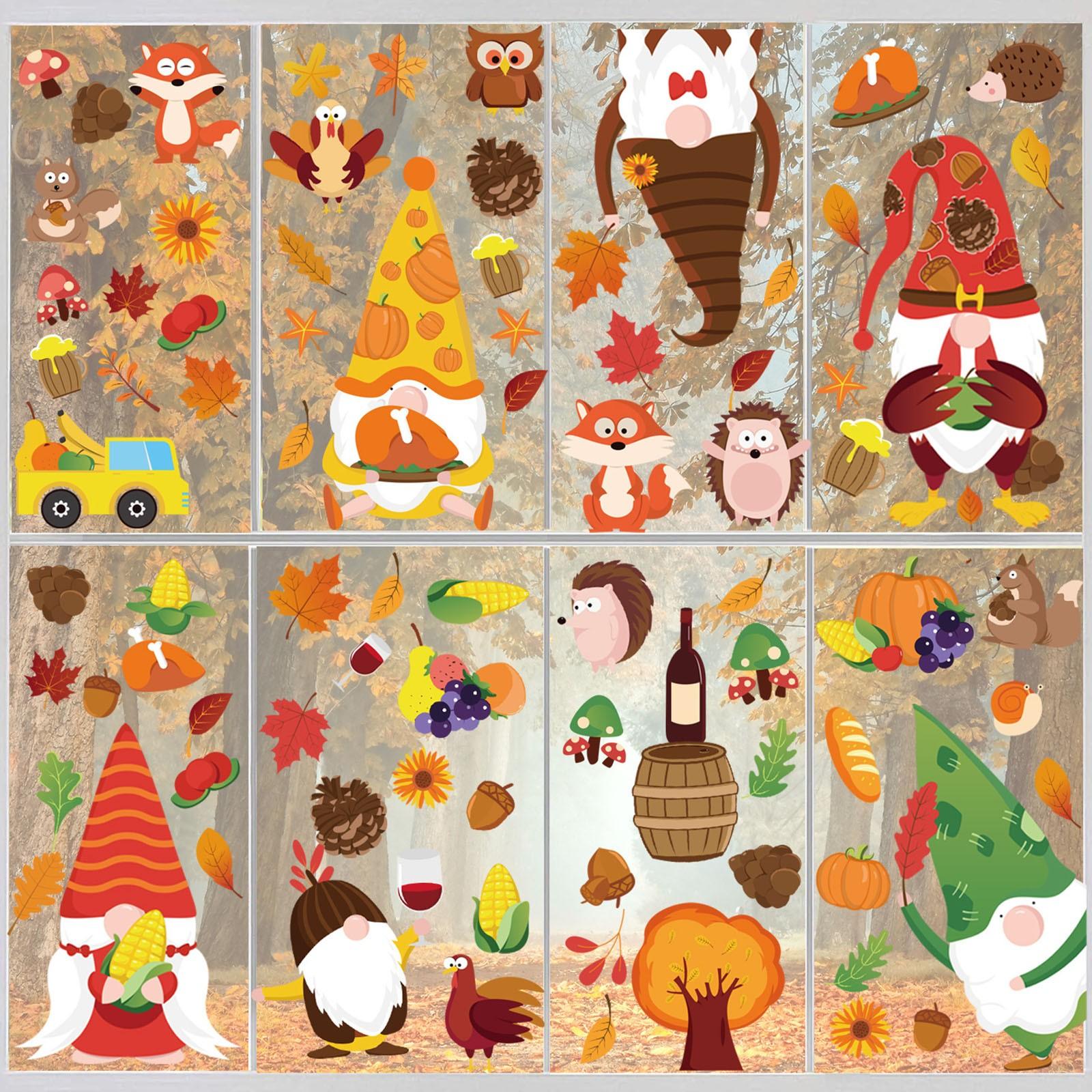 

Dwarf Doll Thanksgiving Window Sticker Party Refrigerator Wall Sticker
