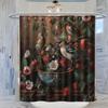 William Morris Flower Shower Curtain, Strawberry Thief Bird Animal Vintage Brown Shower Curtain Bathroom Decor Waterproof Privacy Shower Curtain