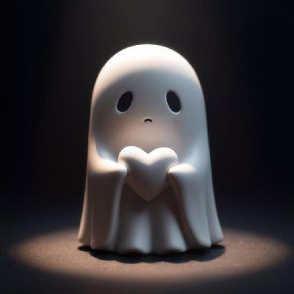 Slavnostní miniaturní kreslená figurka ducha ve tvaru srdce pro halloweenské dekorace Skvělá pro dekoraci stolu a pokoje