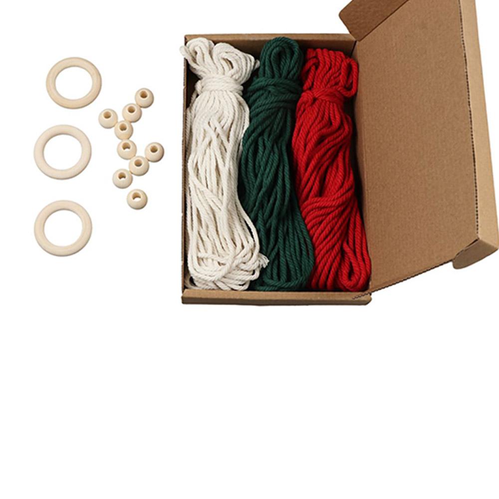Bohemian Kwastjes Design Kerstboom Macramé DIY Kit Katoenkoord Handgeweven Kerst Wandkleed Materiaalpakket Rood/Groen/Wit