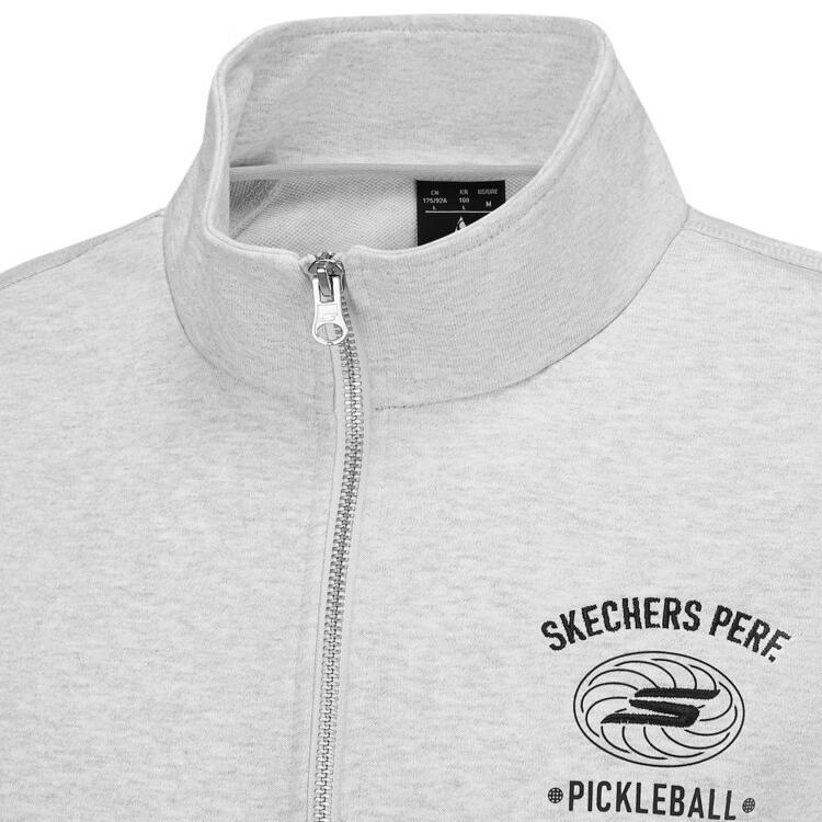 Skechers Basic Sports Series Comfortable Soft Simple Stand Collar Long Sleeve Jacket Men Jacket Gray P424M042-01T1