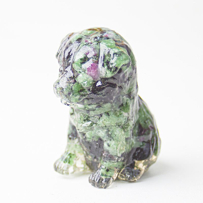Resin Craft Pet Statue With Genuine Water Crystal For Modern Living Room Accent
