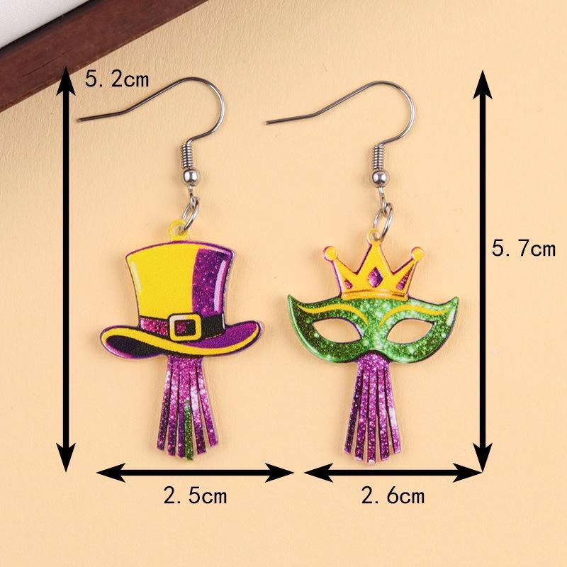 Boucles d'oreilles Masque Boucles d'oreilles Confortables en Acrylique Boucles d'oreilles Couronne Intriquées Pour Fête de Carnaval Célébration de Festival Femme