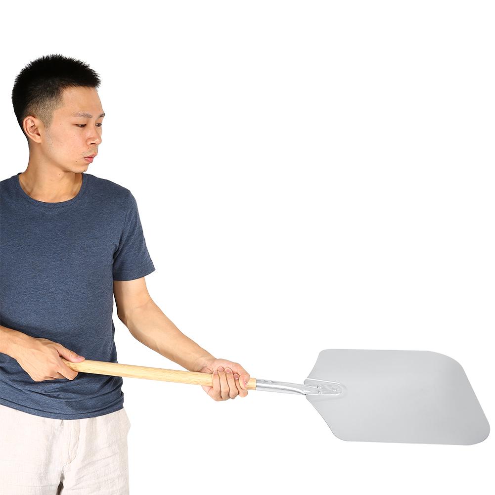 1Pc Kitchen Aluminum Alloy Pizza Peel Bakers Oven Restaurant Paddle With Wooden Handle New