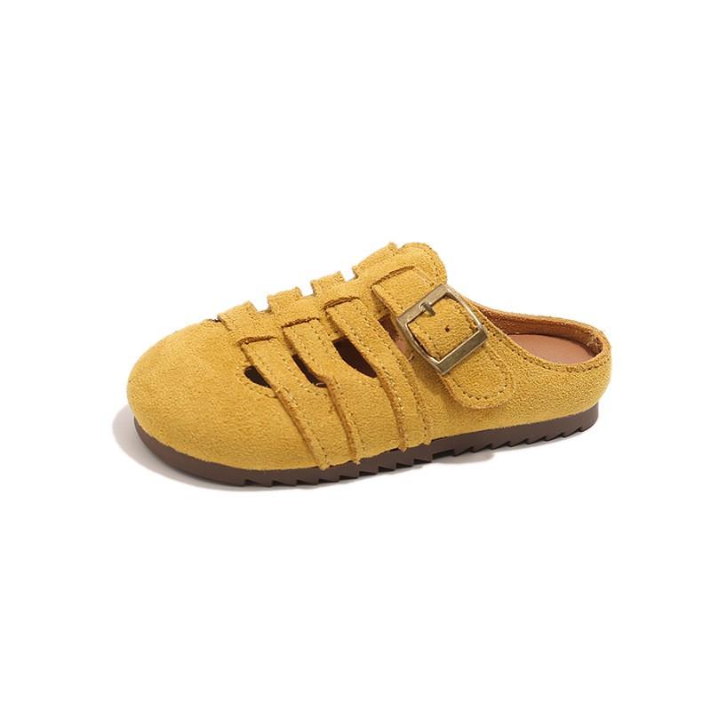 Kids Open-Toe Slip-On Sandals Boys Girls TPR Sole Breathable PU Upper Non-Slip Casual Footwear