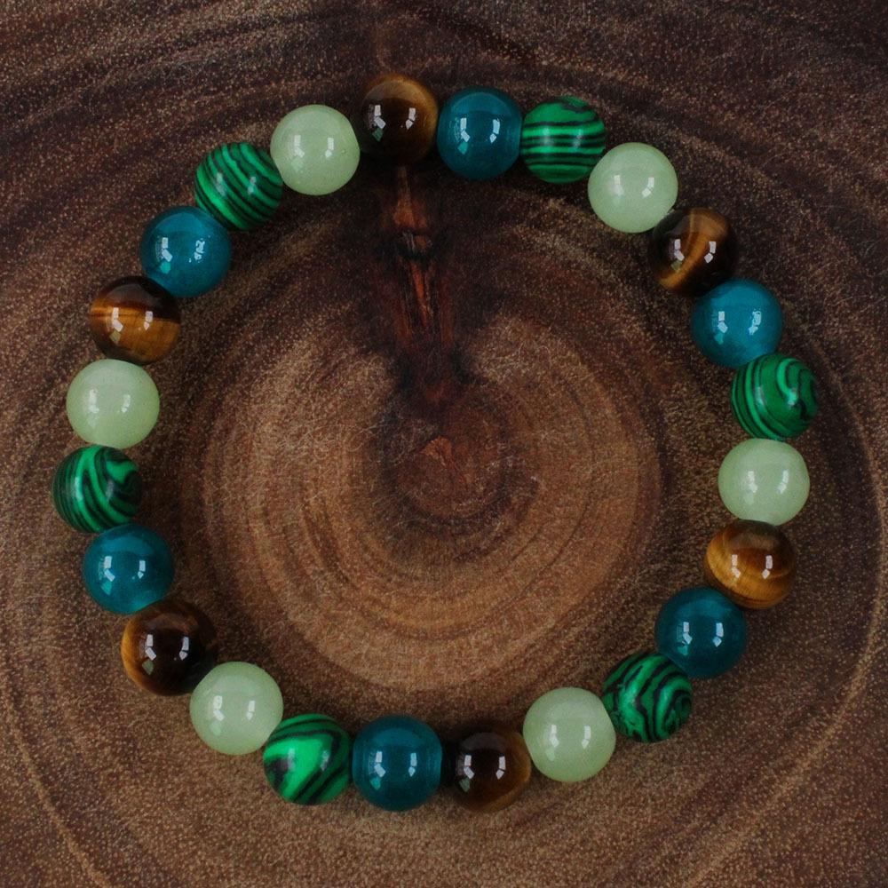 Green Aventurine Tiger Eye And Dark Green Agate Beaded Bracelet Natural Fashion Jewelry For Men And Women Daily Wear Simple Versatile Accessory