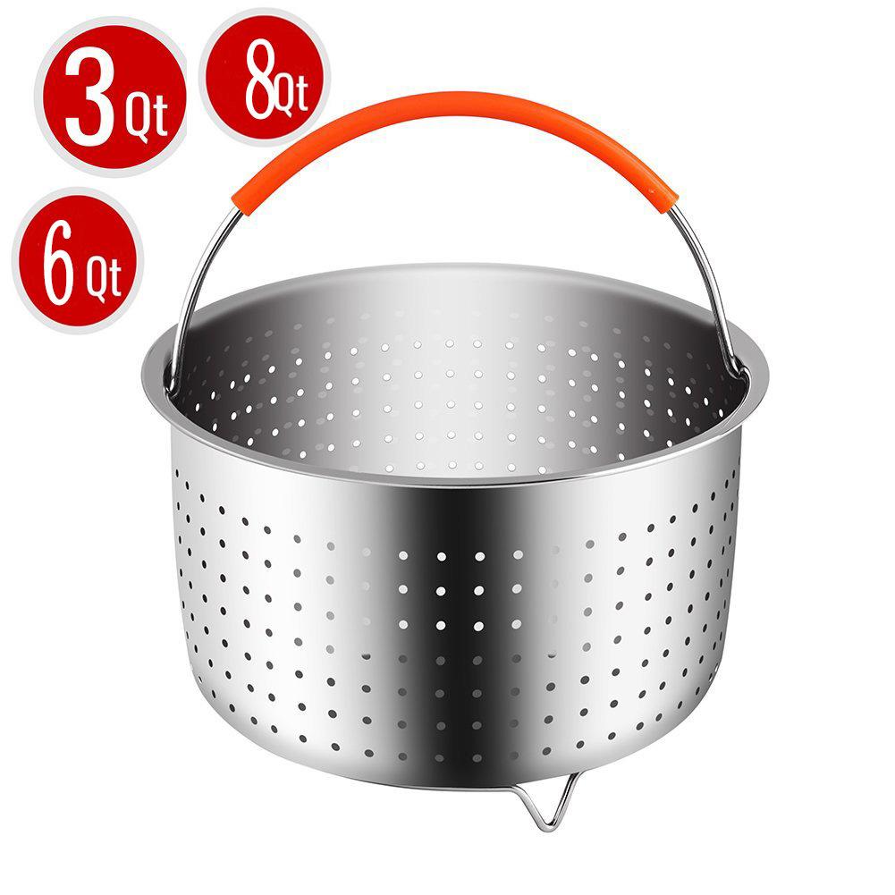 304 Roestvrij Staal Stoomboot Mand Instant Pot Accessoires Voor 3/6/8 Qt Instant Pot Snelkookpan Met Siliconen Bedekt Handvat