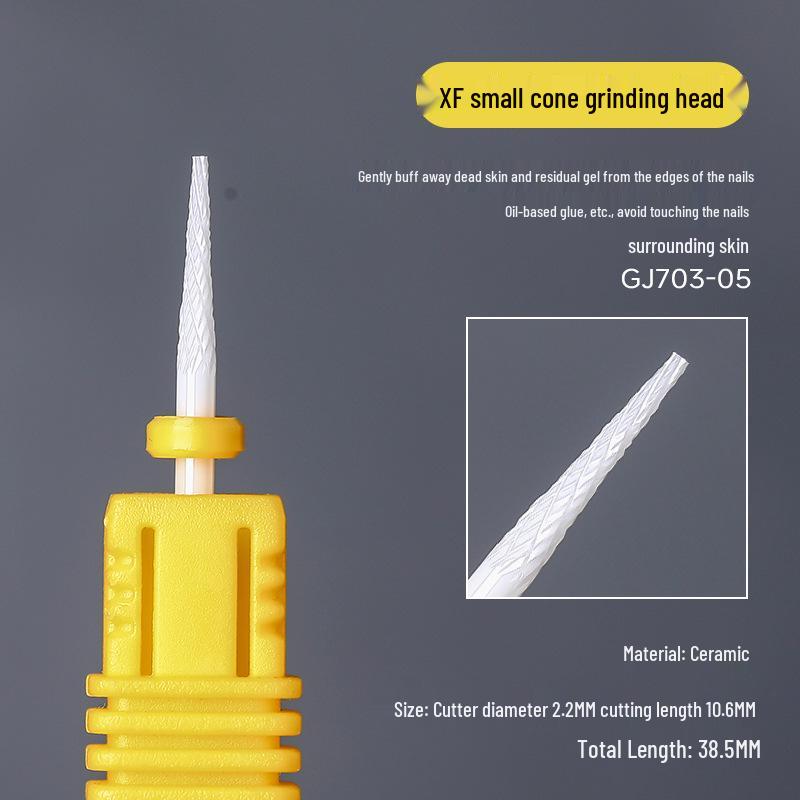 Ceramic Nail Art Grinding Head for Nail and Dead Skin Removal - Non-Heating Replacement Drill Bit.