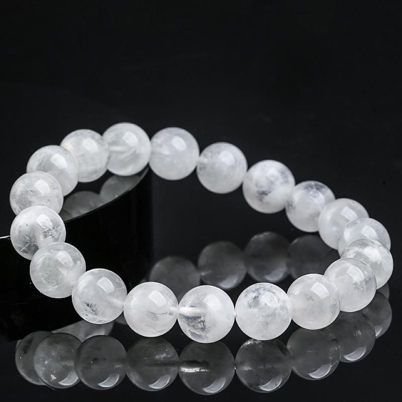 Hongchu Crystal Natural Snowflake Phantom Round Bead Bracelet  Natural White Snowflake Phantom Bracelet