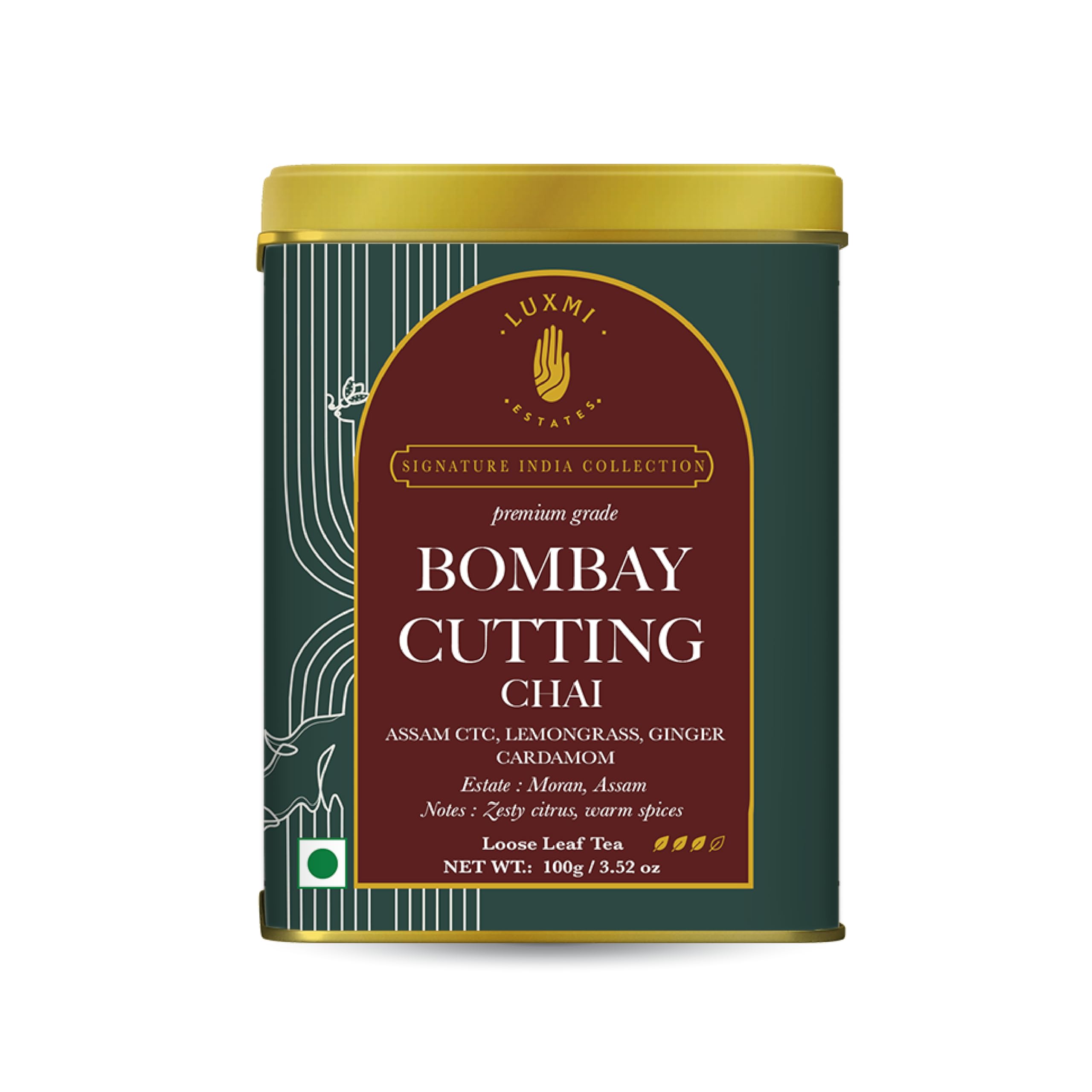 

Luxmi Estates Bombay Cutting Chai | 100 gm | Signature India Collection | Assam CTC | Black Collection | Strong Clack Masala Tea | Lemongrass Tea,