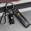 Leather Carbon Fiber Car Keychain Zinc Alloy Keyring For Porsche 911 718 Taycan Panamera Cayenne Macan Boxster Cayman Pajun 918