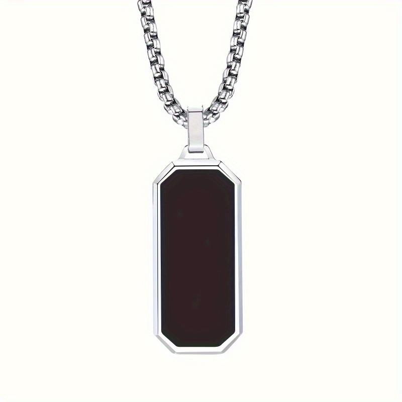 

1pc men s modern minimalist style matte black pendant, polished chain, elegant daily and formal occasions wear