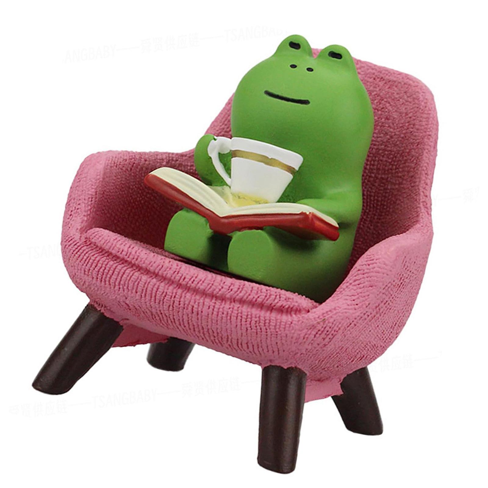 

Милая статуэтка лягушки Миниатюрная фигурка лягушки для украшения стола в помещении Идеально подходит для книжной полки, офиса, животное, фигурка феи A