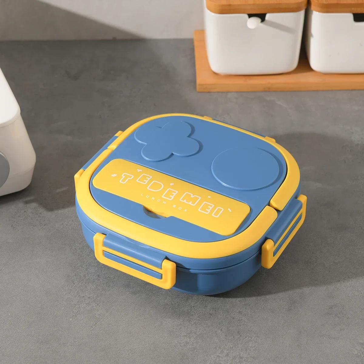 

1pc - Bento Box, Lunch Box, Lunch Box With Spoon, High Capacity Food Containers For Teenagers And Workers At School, Canteen синий