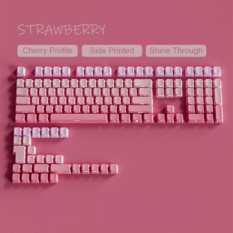 Gradient Matcha Side Printed Keycaps PBT Double Shot Shine Through Keycaps OEM Profile 135 Keys for MX Switches Gaming Keyboards