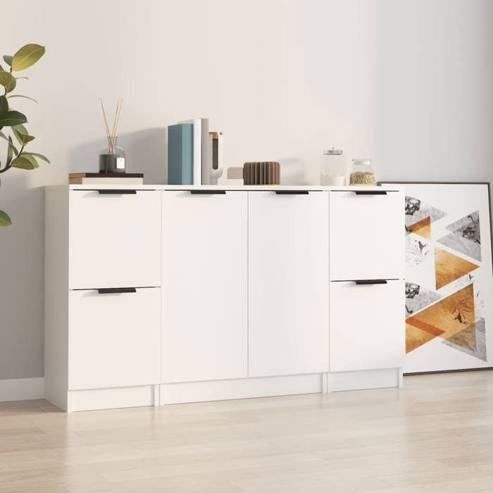 VidaXL Buffet 3 pcs, Meubles de Rangement avec Porte, Armoires de Rangement, Buffets de Salon Salle de Séjour, Moderne, 3115844