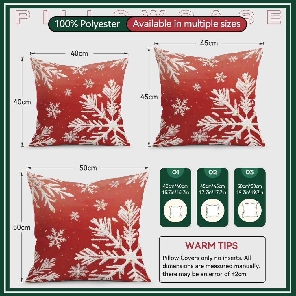 45X45Cm Christmas Snowflakes Pillowcase Bedroom Cushion Cover 100% Polyester Living Room Cushion Pillowcase Home Decor