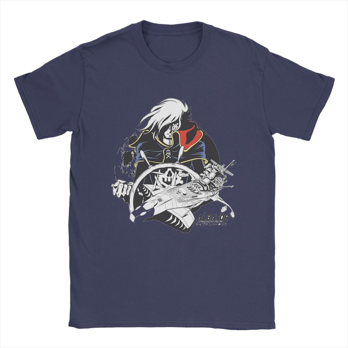 

Космический пират Капитан Харлок Альбатор Мужская футболка 100% хлопок Смешная футболка Футболка с круглым вырезом Топы с коротким рукавом Взрослый 4XL