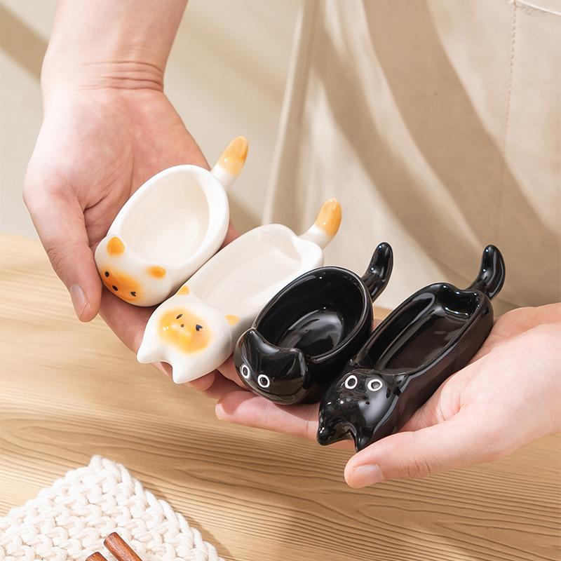 Ceramiczna Mini Miseczka do Zanurzania w Kształcie Kota Dodatek Mała Miseczka Domowe Naczynia Stołowe Dekoracyjny Miska dla Kota na Stół Kuchenny