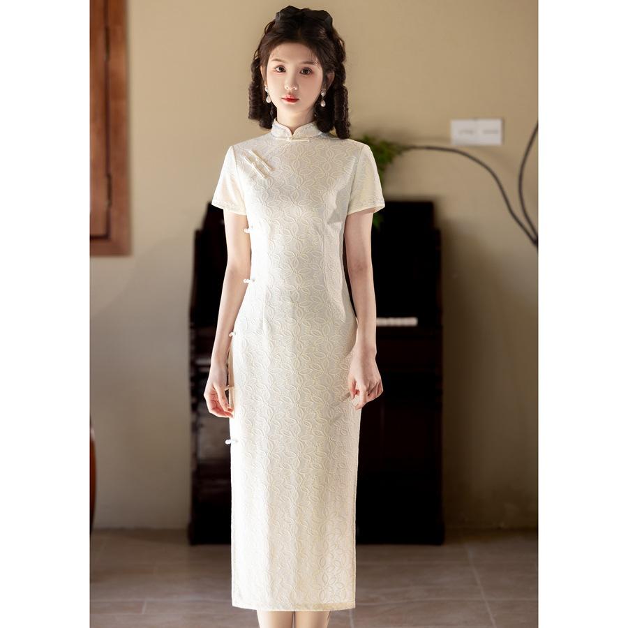 High-end girl cheongsam young, new Chinese summer elegant national style cheongsam long modified dress