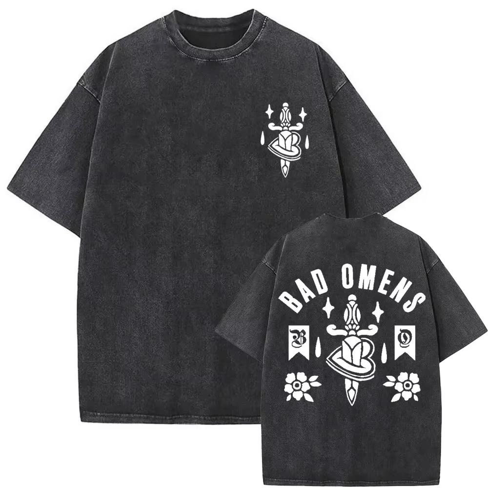Bad Omens THE DEATH OF PEACE OF MIND Camiseta Algodão Lavado Vintage Unissex Manga Curta Gola Redonda Metalcore Rock Alternativo Gótico Streetwear Top Presente